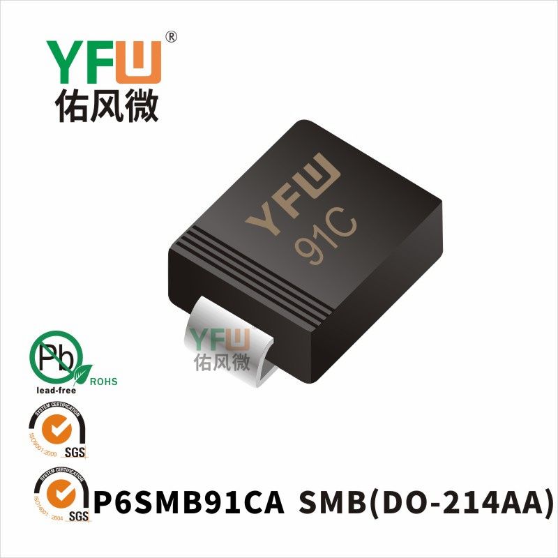 P6SMB91CA SMB(DO-214AA)_Marking:91C_Transient Voltage Suppressor_YFW brand